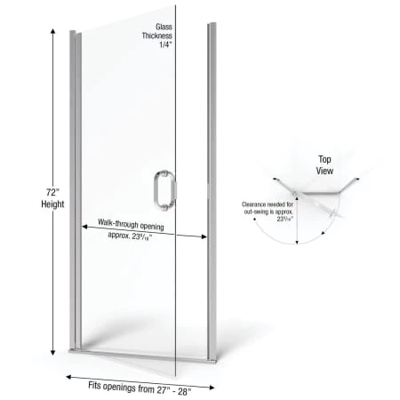 Basco Infinity 72" High x 28" Wide Hinged Framed Shower Door with Clear Glass - Image 4