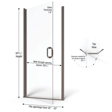 Basco Infinity 65-9/16" High x 33" Wide Hinged Framed Shower Door with AquaGlideXP Clear Glass - Image 3