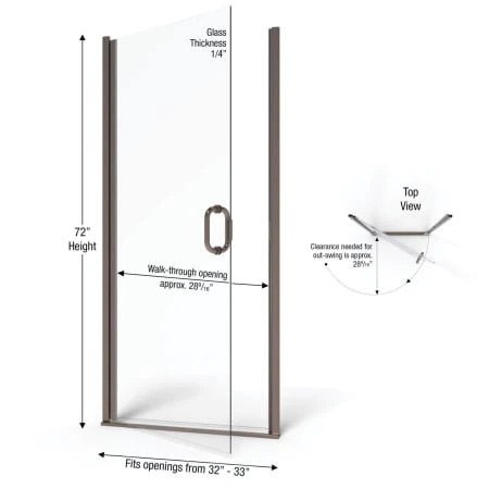 Basco Infinity 72" High x 33" Wide Hinged Framed Shower Door with AquaGlideXP Clear Glass - Image 3