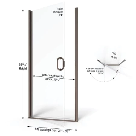 Basco Infinity 65-9/16" High x 34" Wide Hinged Framed Shower Door with AquaGlideXP Clear Glass - Image 3