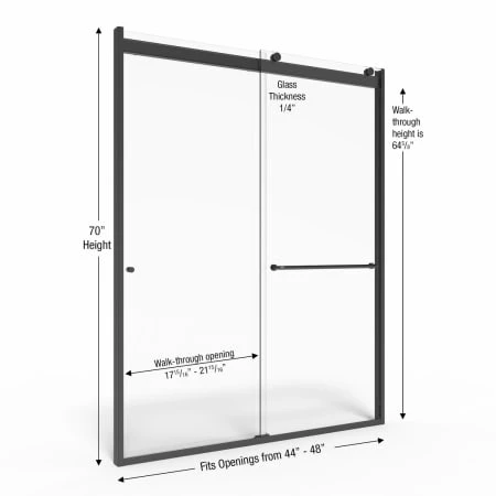 Basco Rotolo 70" High x 48" Wide Bypass Semi Frameless Shower Door with Clear Glass - Image 2