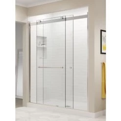 Basco Rotolo 70" High x 48" Wide Bypass Semi Frameless Shower Door with Clear Glass