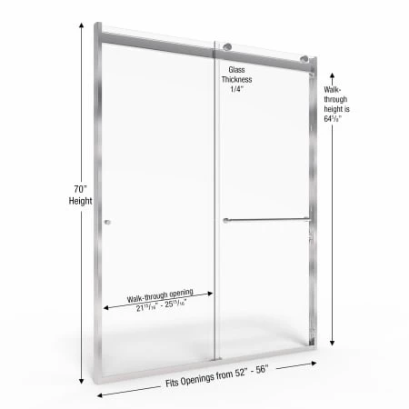 Basco Rotolo 70" High x 60" Wide Bypass Semi Frameless Shower Door with Clear Glass - Image 2