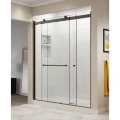 Basco Rotolo 70" High x 60" Wide Bypass Semi Frameless Shower Door with Clear Glass