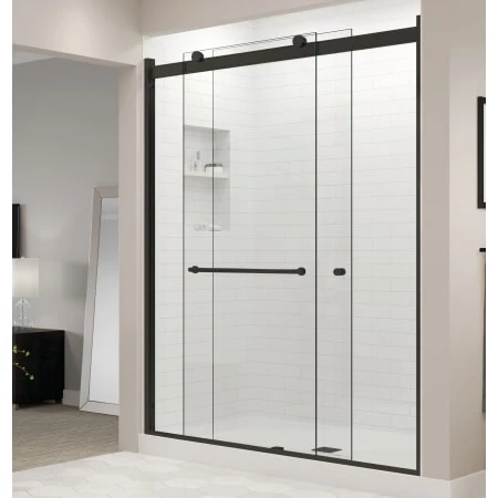Basco Rotolo 70" High x 60" Wide Bypass Semi Frameless Shower Door with Clear Glass