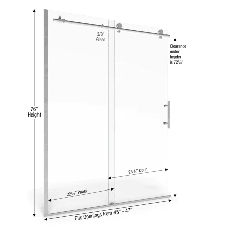 Basco Vinesse 76" High x 47" Wide Single Sliding Frameless Shower Door with AquaGlideXP Clear Glass - Image 2
