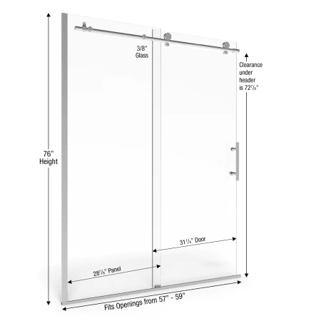 Basco Vinesse 76" High x 59" Wide Single Sliding Frameless Shower Door with AquaGlideXP Clear Glass - Image 2